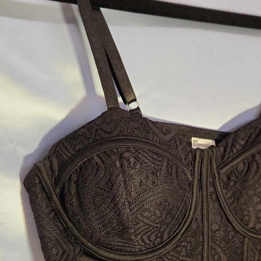 NWOT Sexy Black Bustier Cami With Lace Size 8/10 - Picture 6 of 7